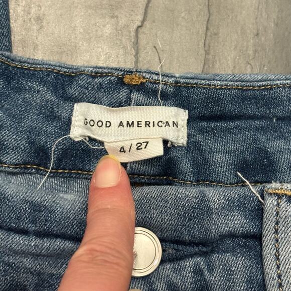 Good American Good Legs Busted Knees Skinny Jeans - size 4/27 - Picture 5 of 7